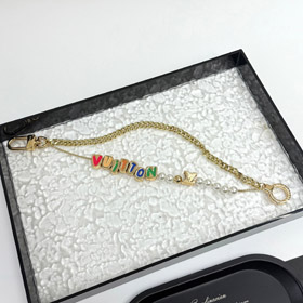 Louis Vuitton LV double chain bead pendant letter gold-decorated belt chain and bag decoration short version-3561