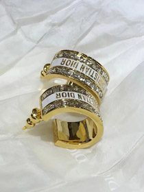 Dior black and white enamel double row diamond earrings-3606