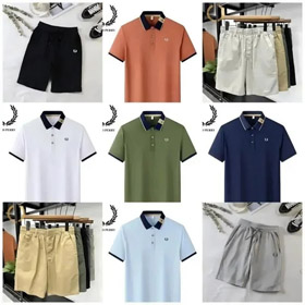 FRED PERRY Wheat Ear Logo Embroidered Cotton Short Sleeve Polo Shirt Shorts-2749