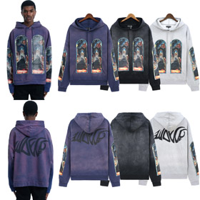 Who Decides War Distressed Heavy Print Cotton Hooded Sweatshirt-4578